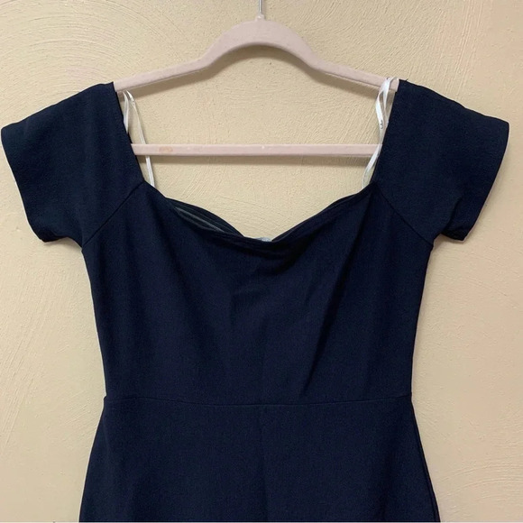 Lulus How Much I Care Midnight Blue Off-the-Shoulder Midi Dress Size Medium NWT - Picture 6 of 11